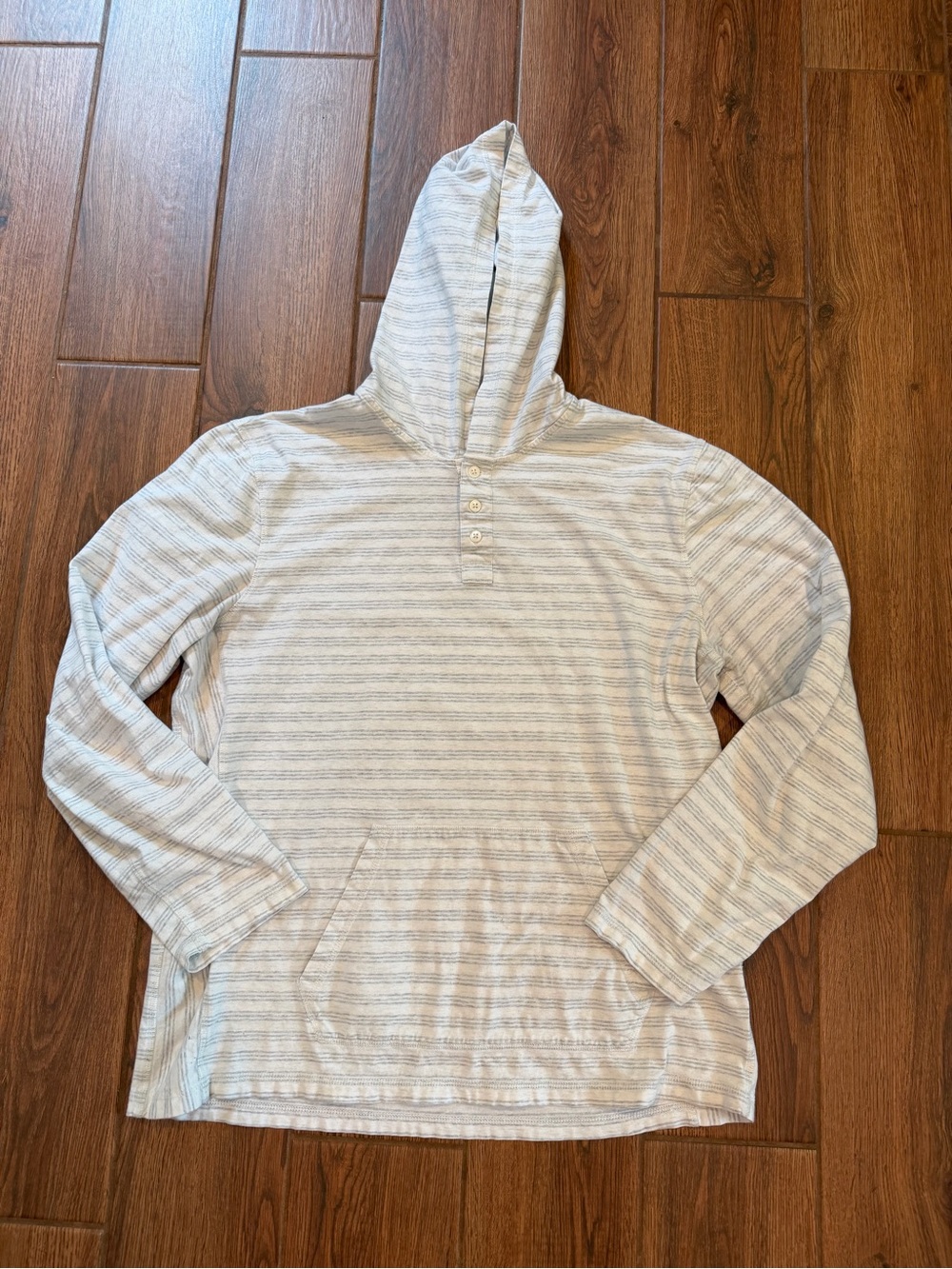 Rails Men's Hooded Striped Pullover - Cream & Gray